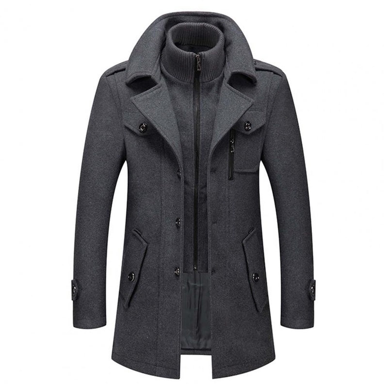 Wool Blend Coat - Structured Front Two Piece & Warm Lining