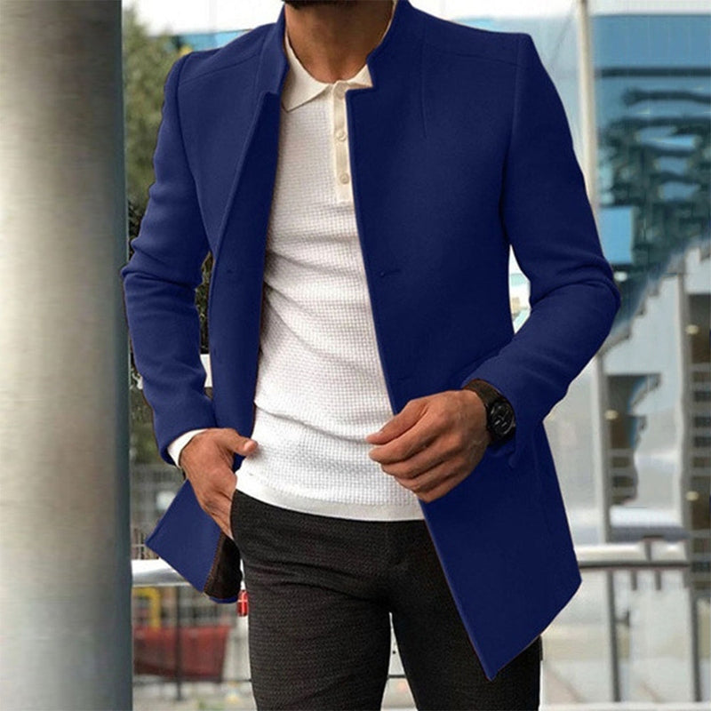 Wool-Blend Long Coat - Structured Front & Warm Lining