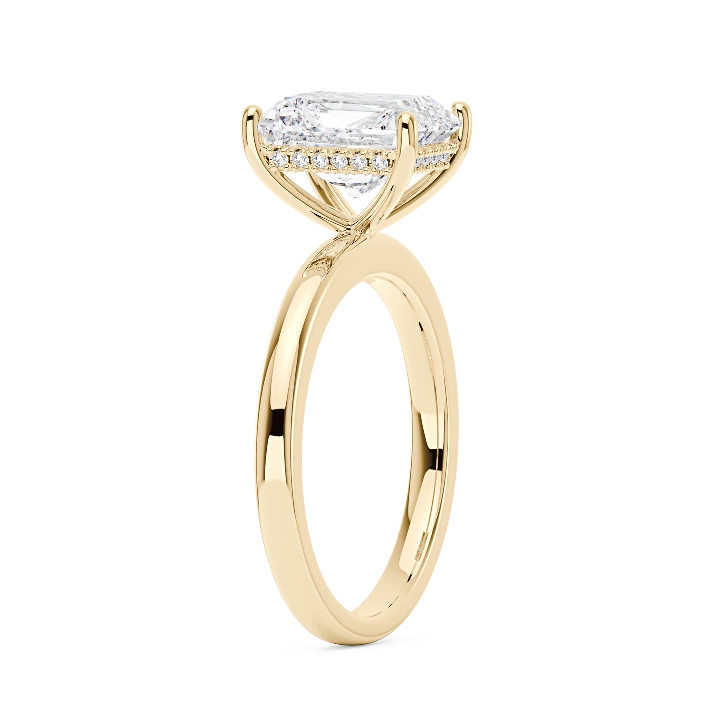 Hidden Halo Radiant Moissanite Ring