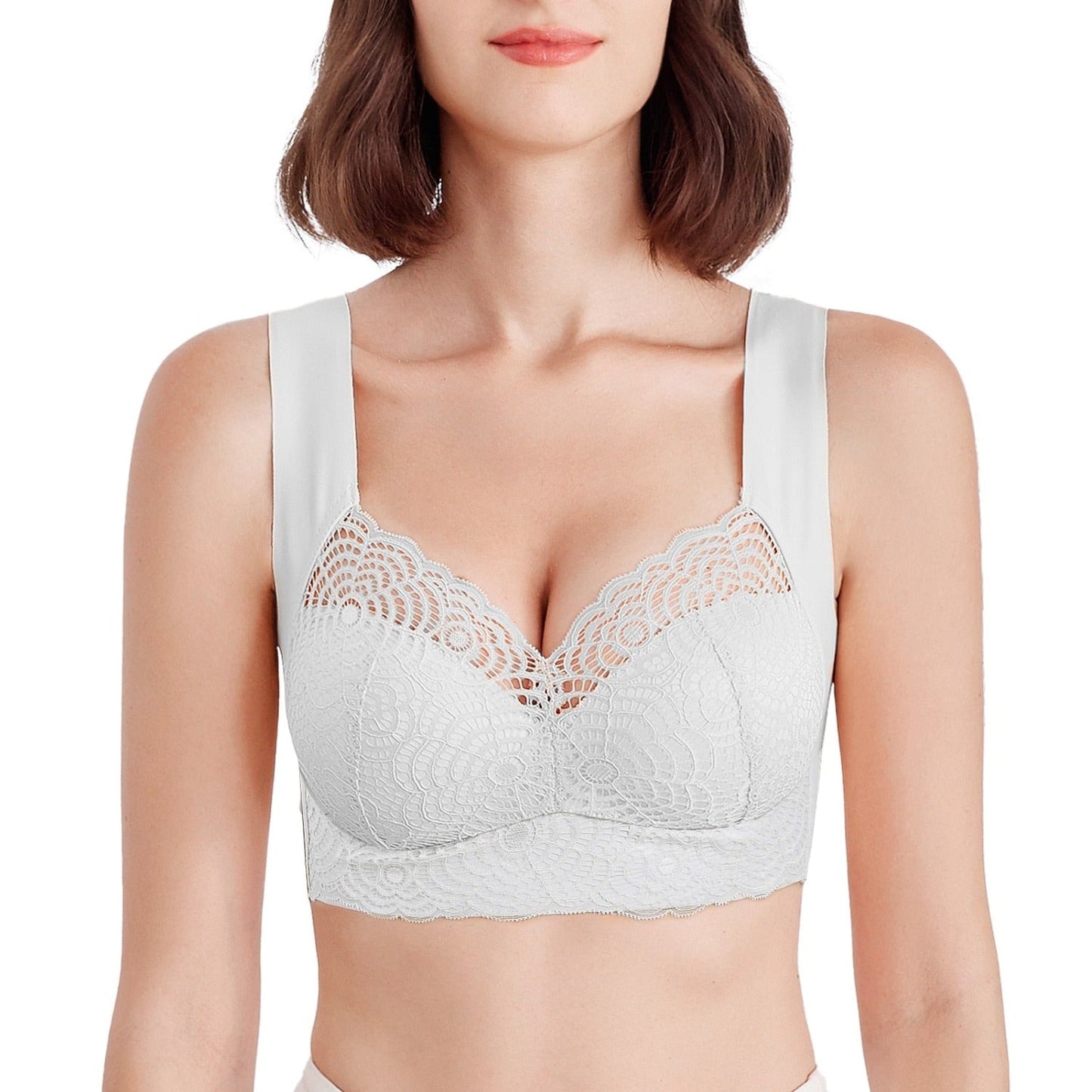 Wire Free Lace Bra Thin Cup Plus Size
