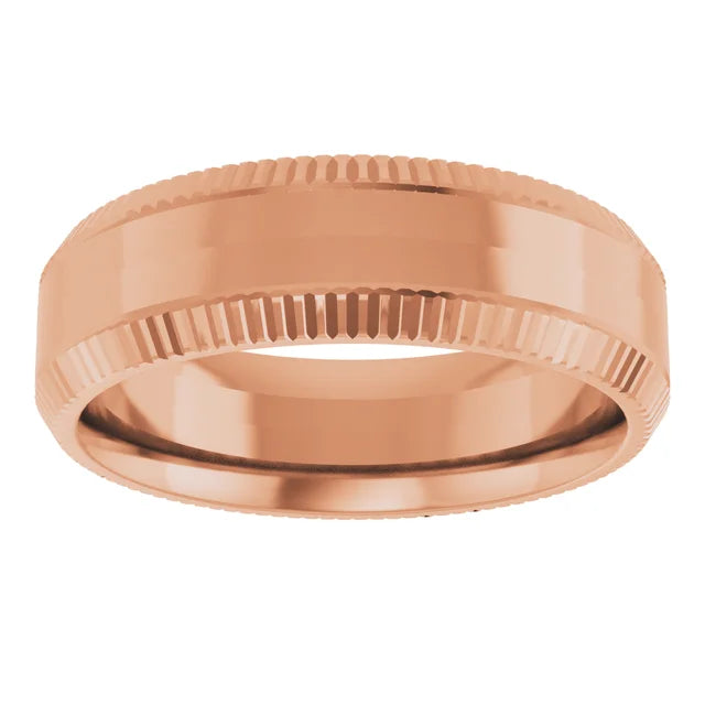 Sleek Edge Beveled Wedding Band