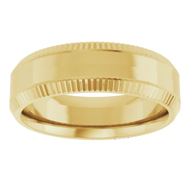 Sleek Edge Beveled Wedding Band