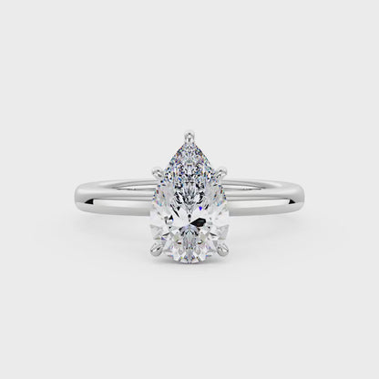 Pear-Shaped Moissanite Solitaire Engagement Ring
