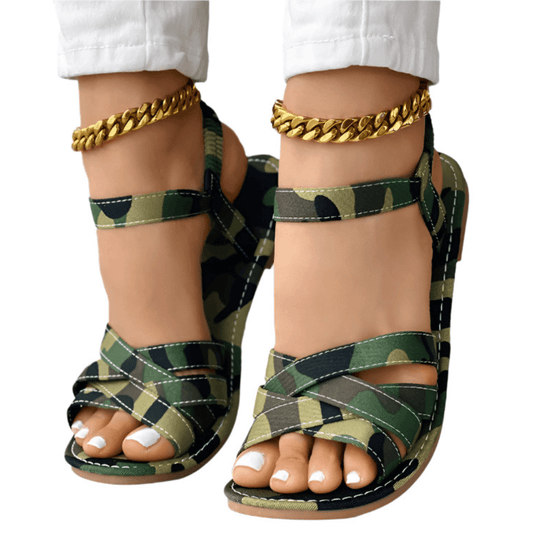 Nantes Camouflage Strappy Sandals