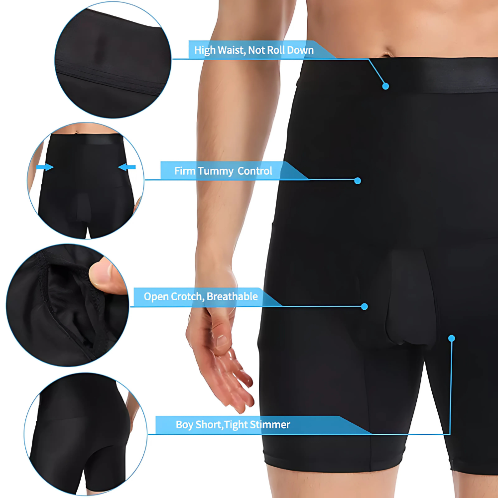 Short de compression sculptant ventre plat pour homme
