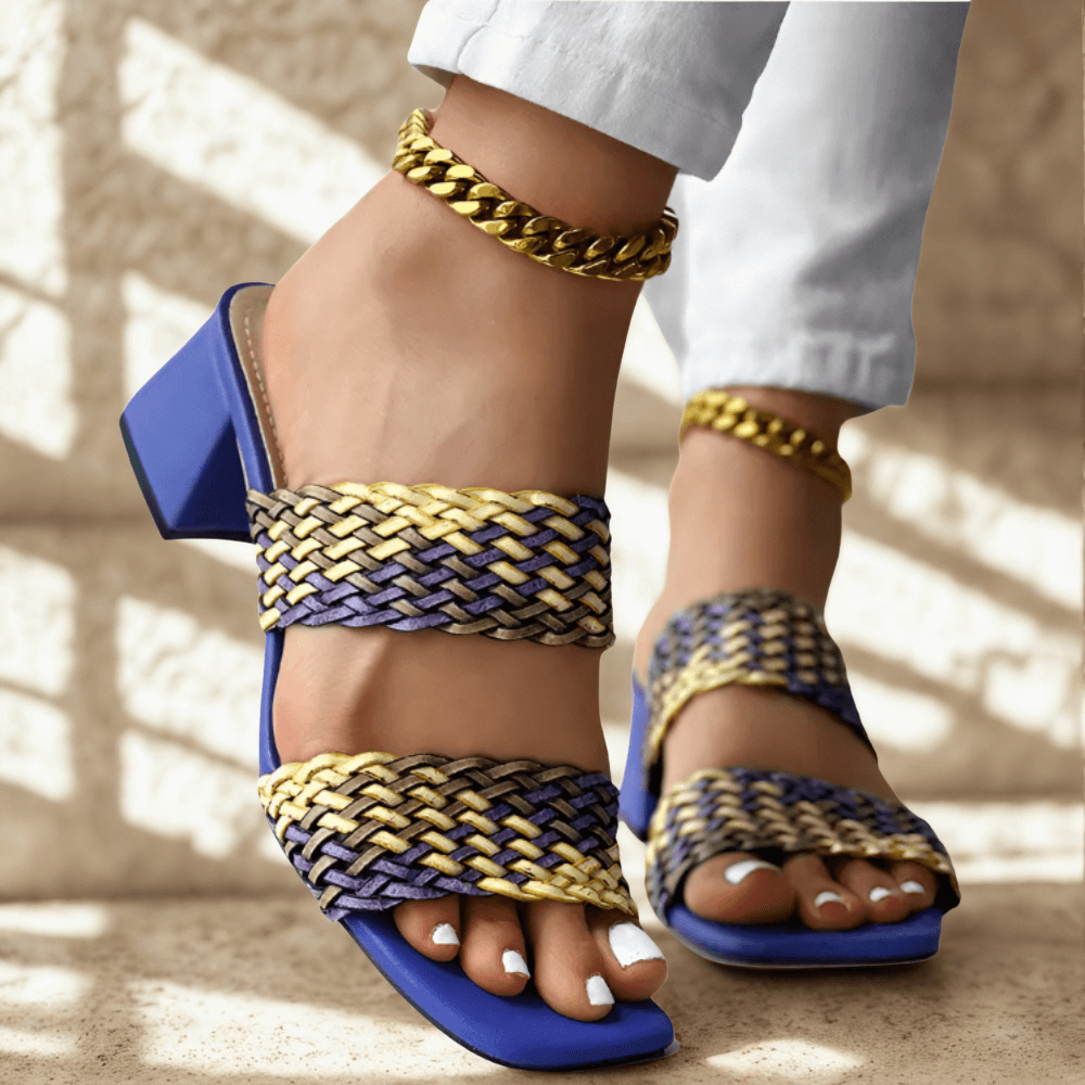 Sandales à talons tressées Soletta Colorblock 