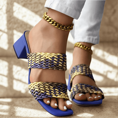 Soletta Colorblock Braided Heeled Sandals