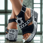 Sandales compensées en denim Sorbonne 