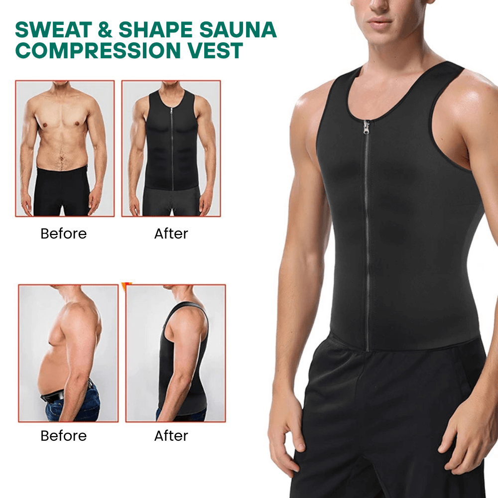 SweatMax : Gilet de compression sauna pour homme, favorisant la transpiration et la silhouette.