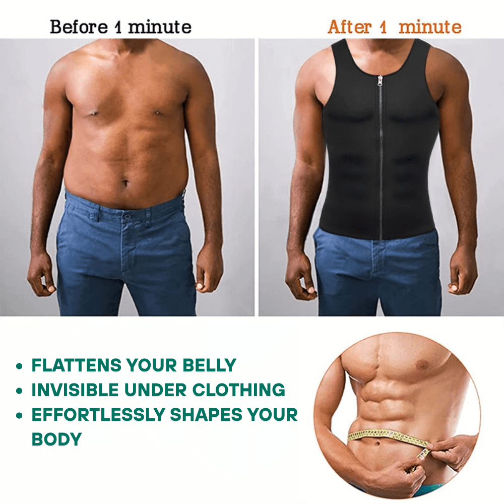SweatMax : Gilet de compression sauna pour homme, favorisant la transpiration et la silhouette.