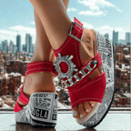 Sandales compensées en denim Sorbonne 