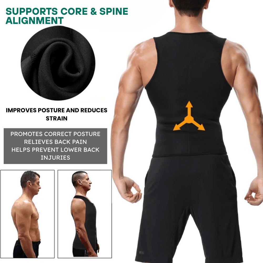 SweatMax : Gilet de compression sauna pour homme, favorisant la transpiration et la silhouette.
