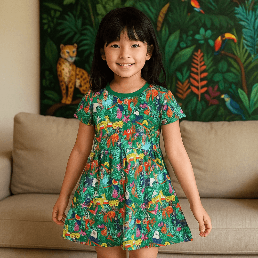 Tropical Safari Animal Print Girls Dress