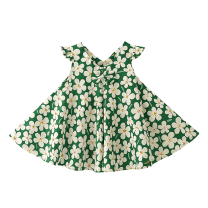 Girls Flutter Sleeve Bow Front Dress