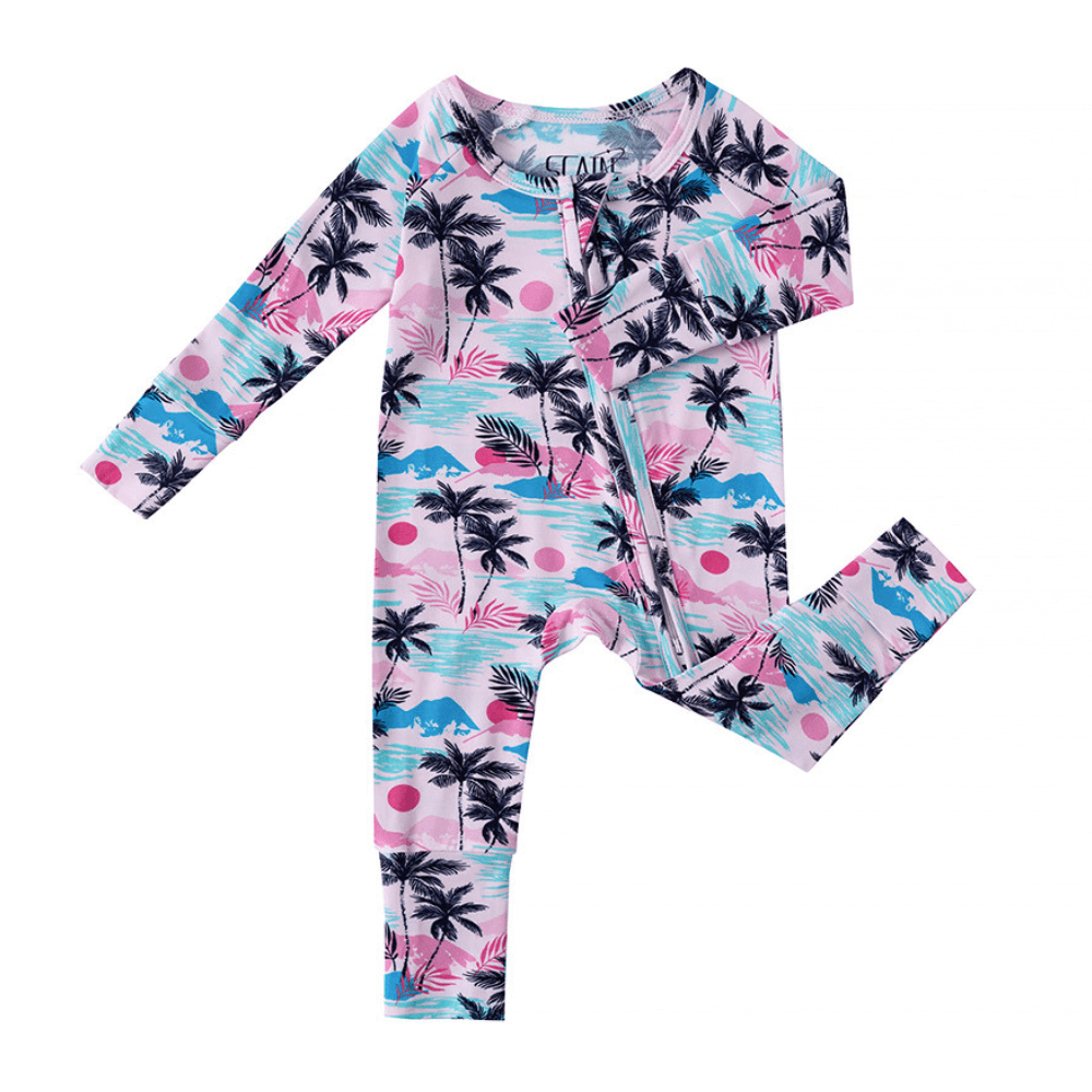 Lovely Tropical Sunset Print Baby Romper