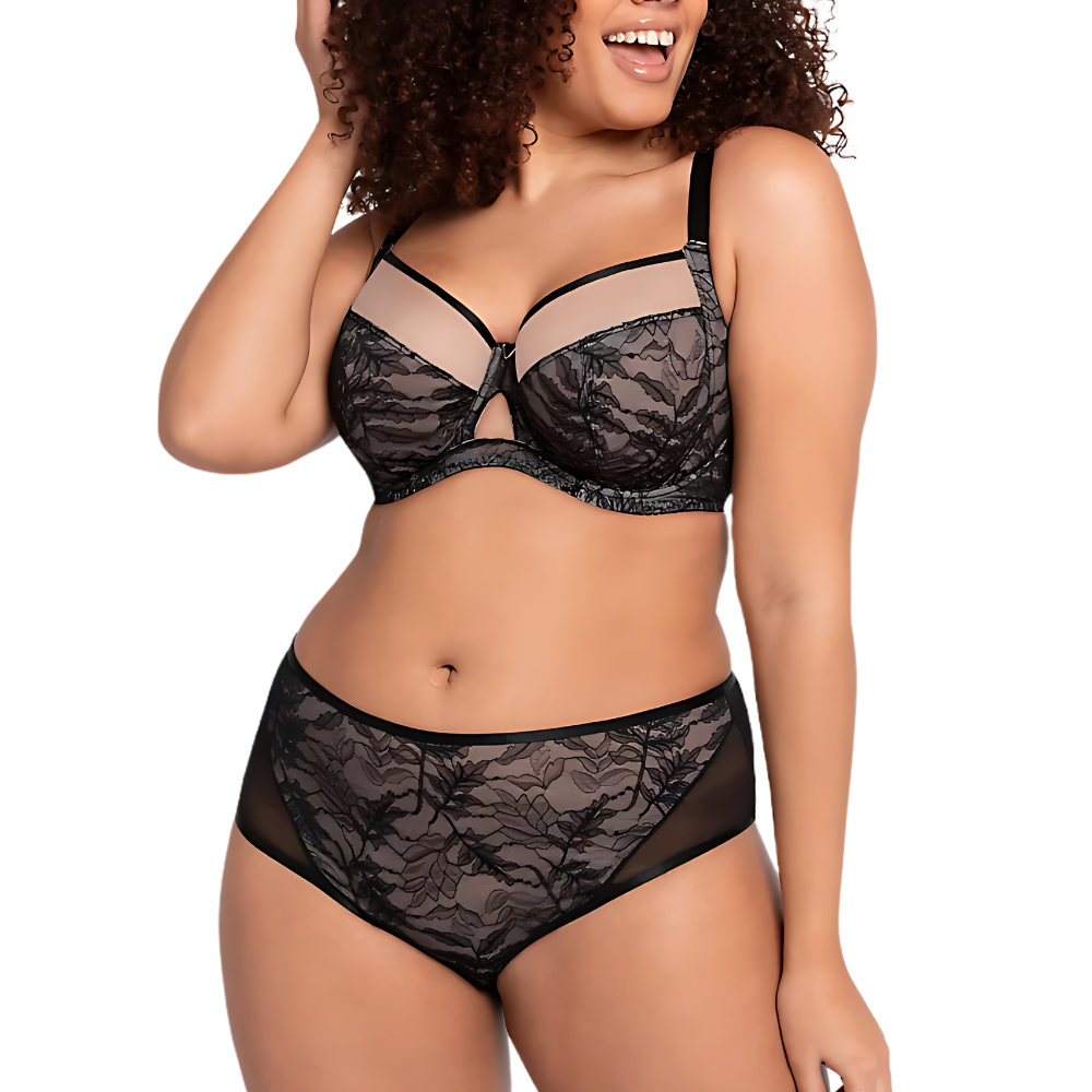 Soutien-gorge à armatures en dentelle ultra-fine à couvrance totale, grandes tailles