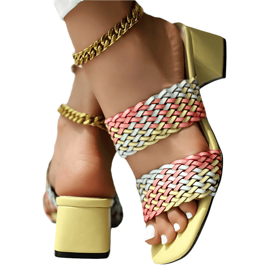 Soletta Colorblock Braided Heeled Sandals