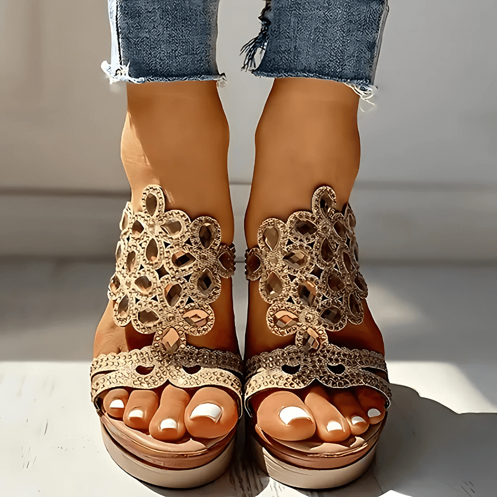 Savona Gem Detail Wedge Sandals