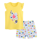 Sunny Flower Ruffle Top & Striped Shorts Set