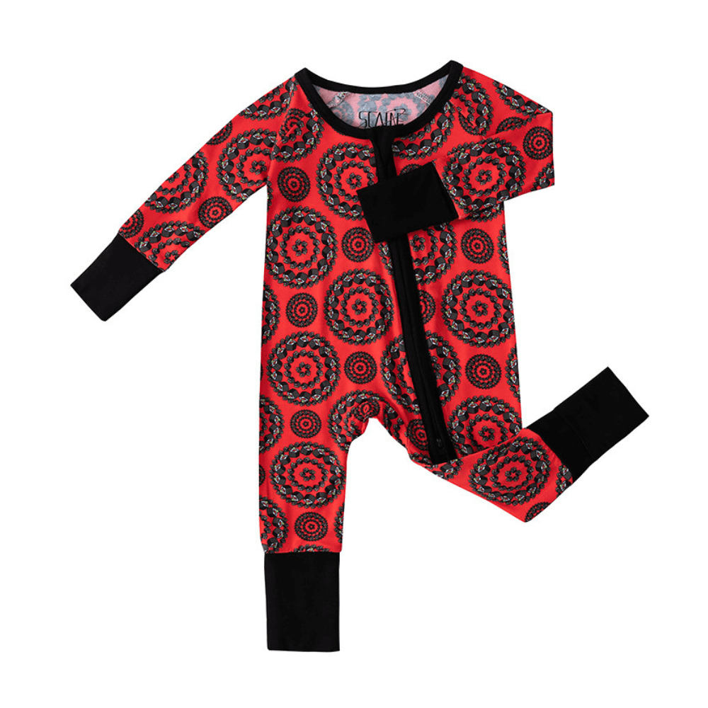 Vibrant Red Sushi Roll Print Baby Romper