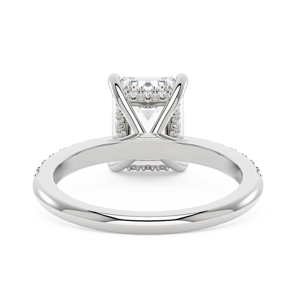 Emerald Hidden Halo Ring With Pavé Band