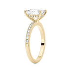 Emerald Hidden Halo Ring With Pavé Band