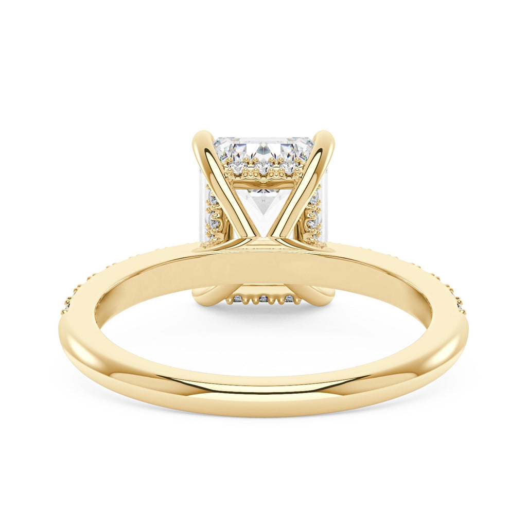 Emerald Hidden Halo Ring With Pavé Band