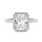 Radiant Halo Ring with Pavé Band