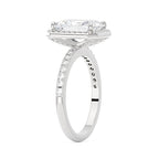 Radiant Halo Ring with Pavé Band