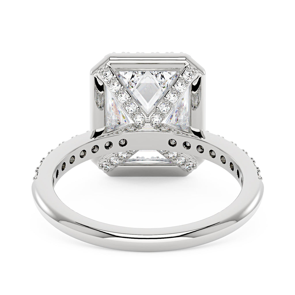 Radiant Halo Ring with Pavé Band