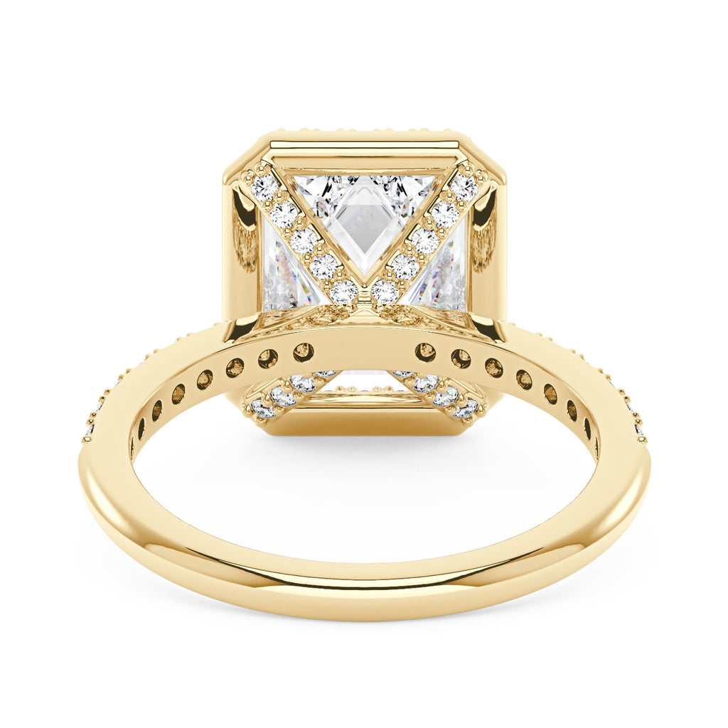 Radiant Halo Ring with Pavé Band