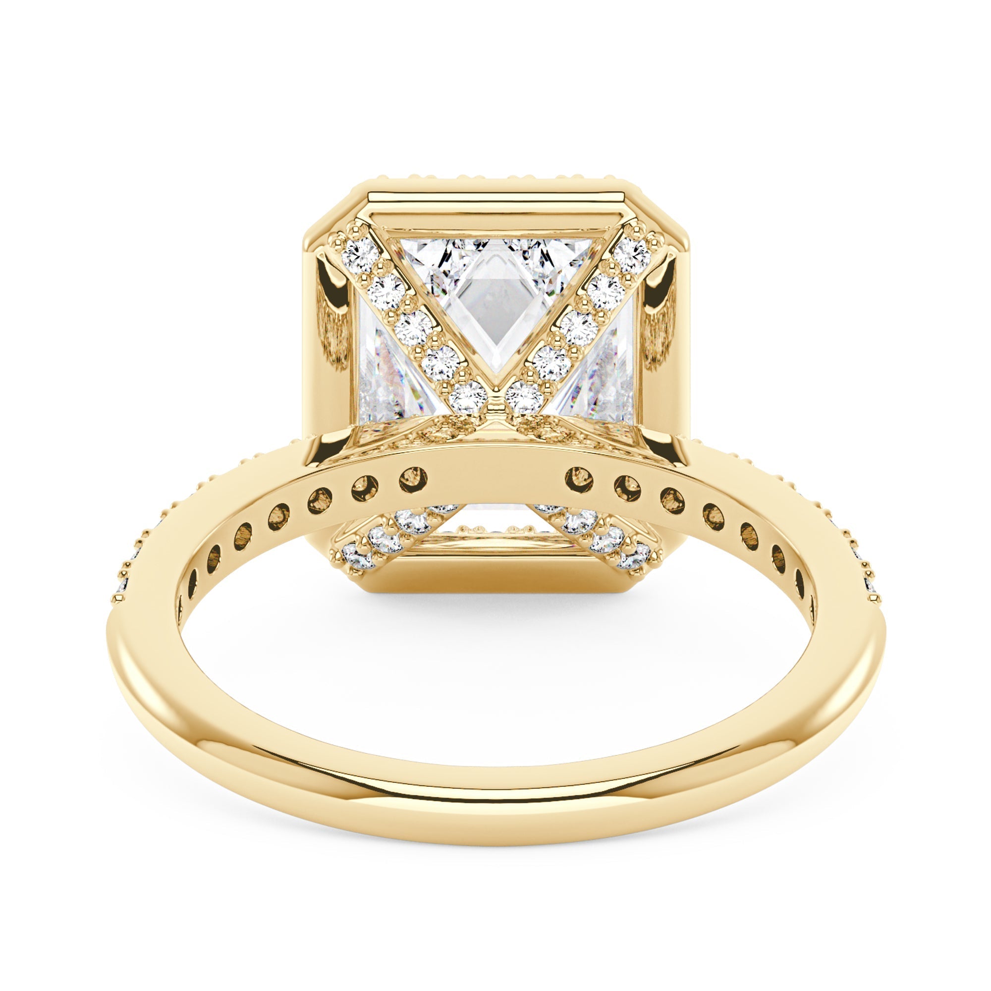 Radiant Halo Ring with Pavé Band