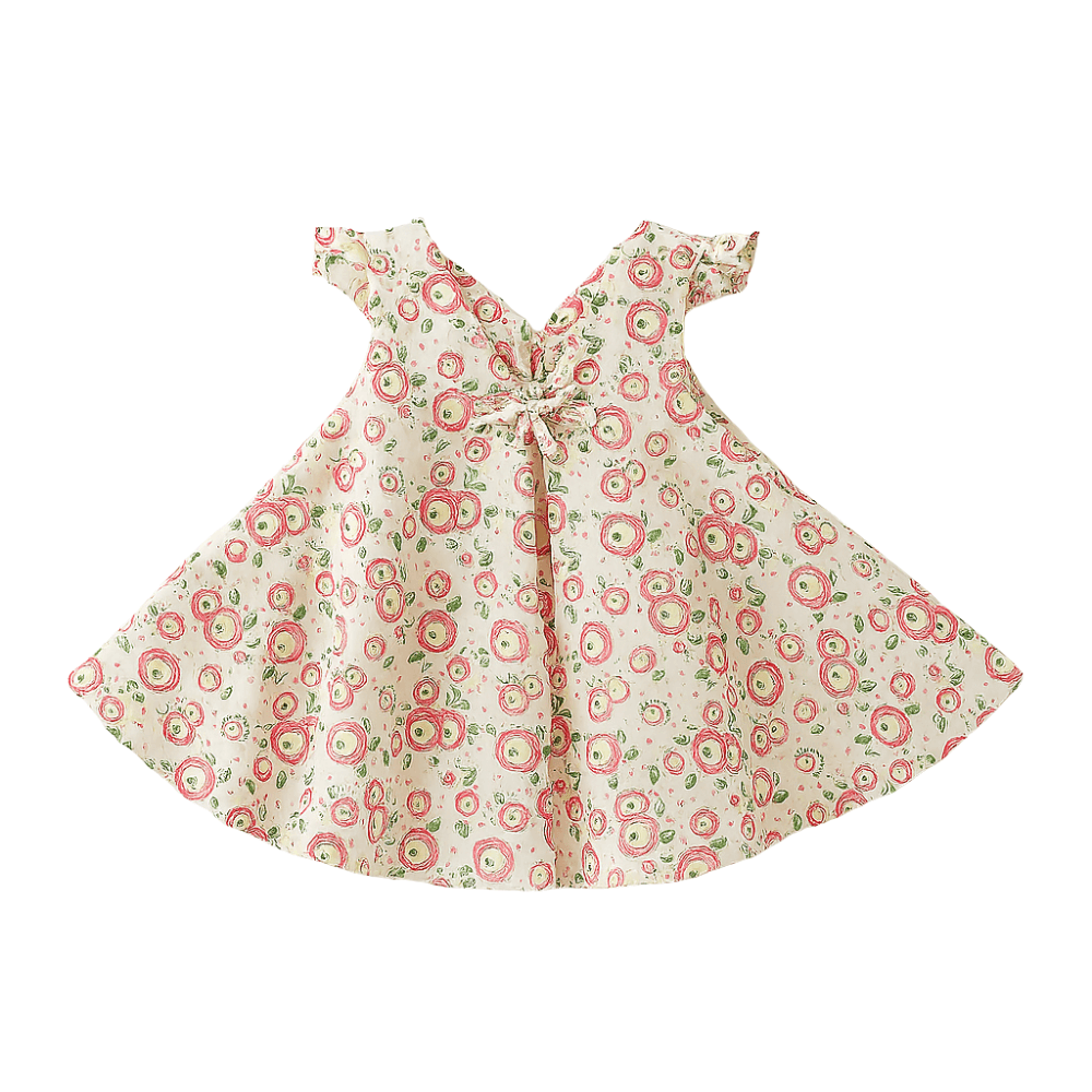 Robe à manches papillon et nœud sur le devant pour filles