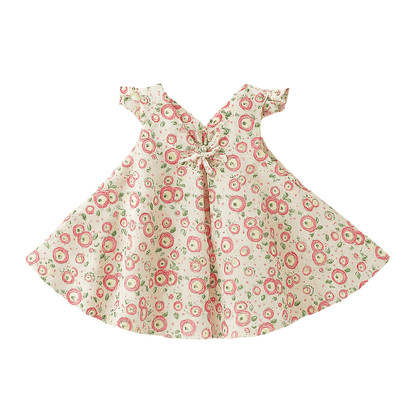 Girls Flutter Sleeve Bow Front Dress
