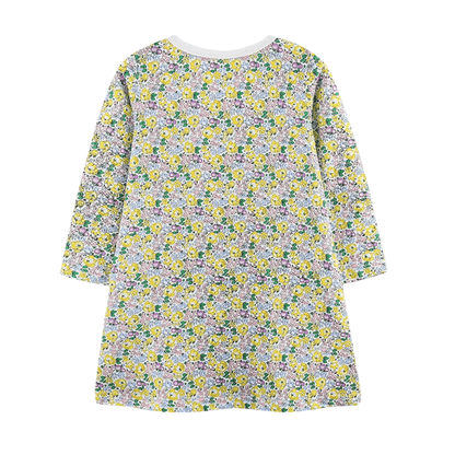 Girls Bunny & Chick Floral Long Sleeve Dress
