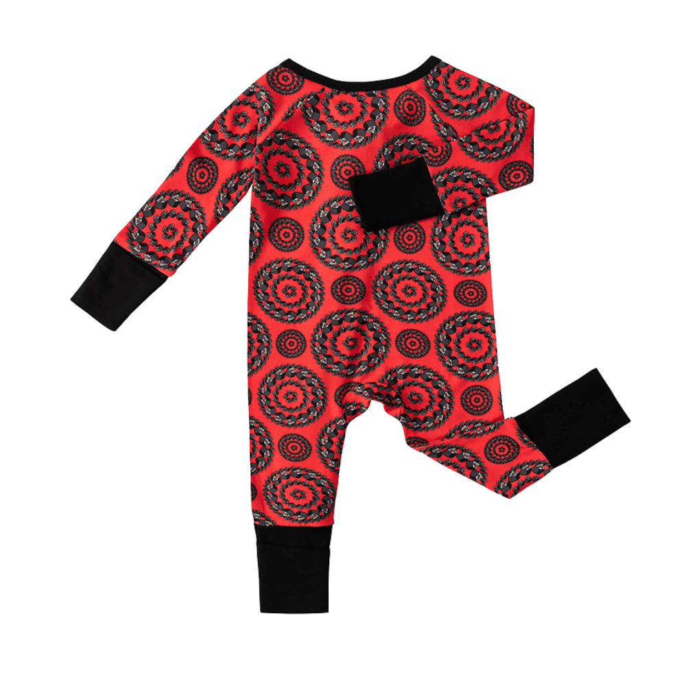 Vibrant Red Sushi Roll Print Baby Romper