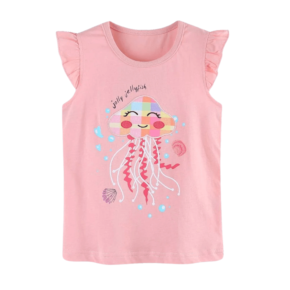 Jolly Jellyfish Ruffle Top & Rainbow Shorts Set