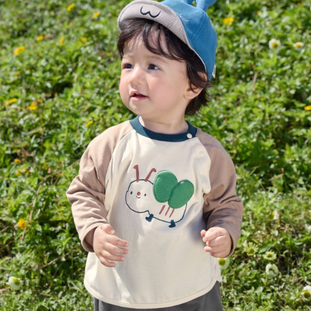 Kids Cute 3D Bug Patch Detail Long Sleeve Shirt