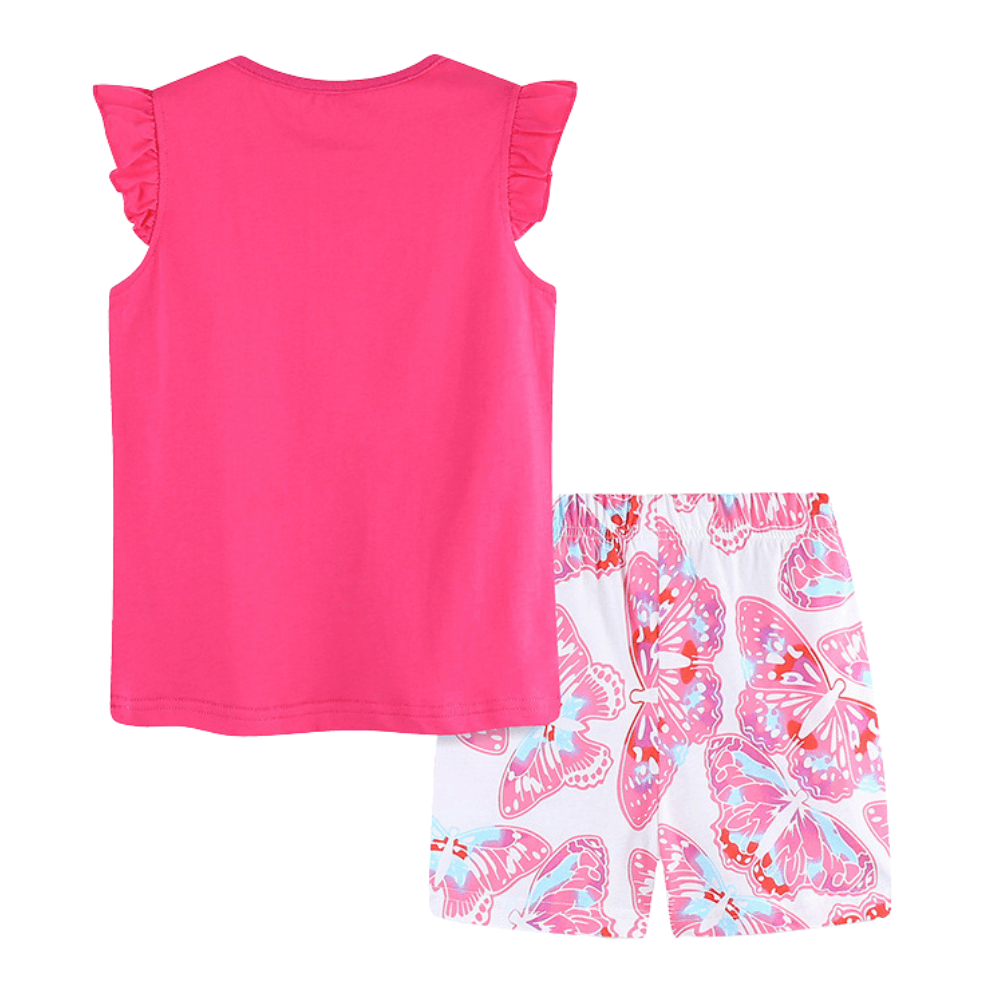 Sparkly Butterfly Ruffle Top & Shorts Set