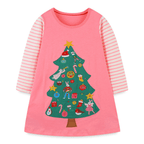Robe à manches longues pour fille avec motif sapin de Noël