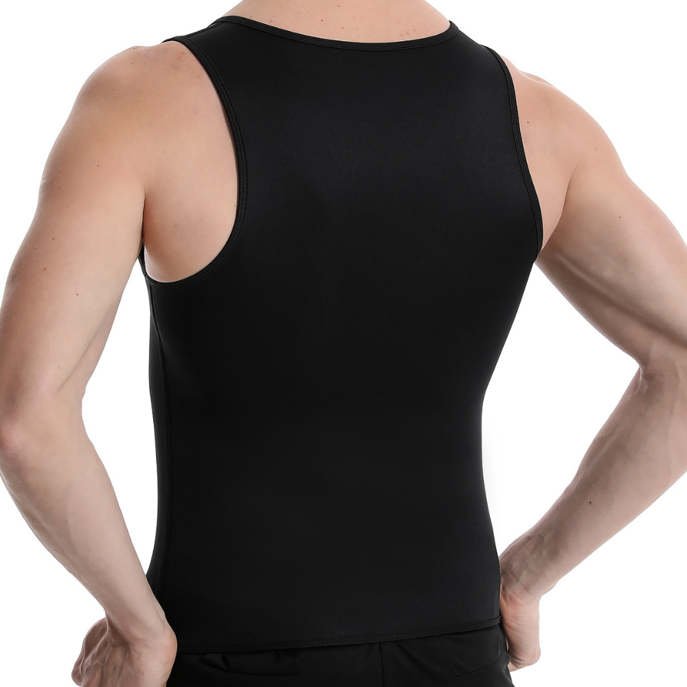 SweatMax : Gilet de compression sauna pour homme, favorisant la transpiration et la silhouette.