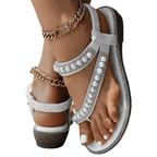 Lunara Crystal Pearl Flat Sandals