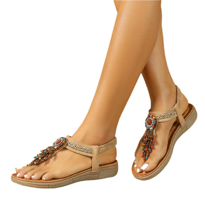 Marbella Beaded T-Strap Sandal