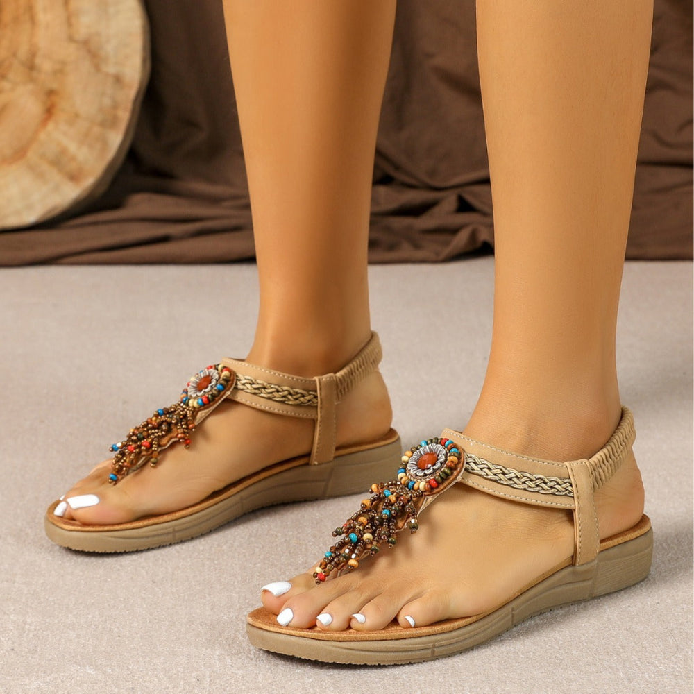 Marbella Beaded T-Strap Sandal