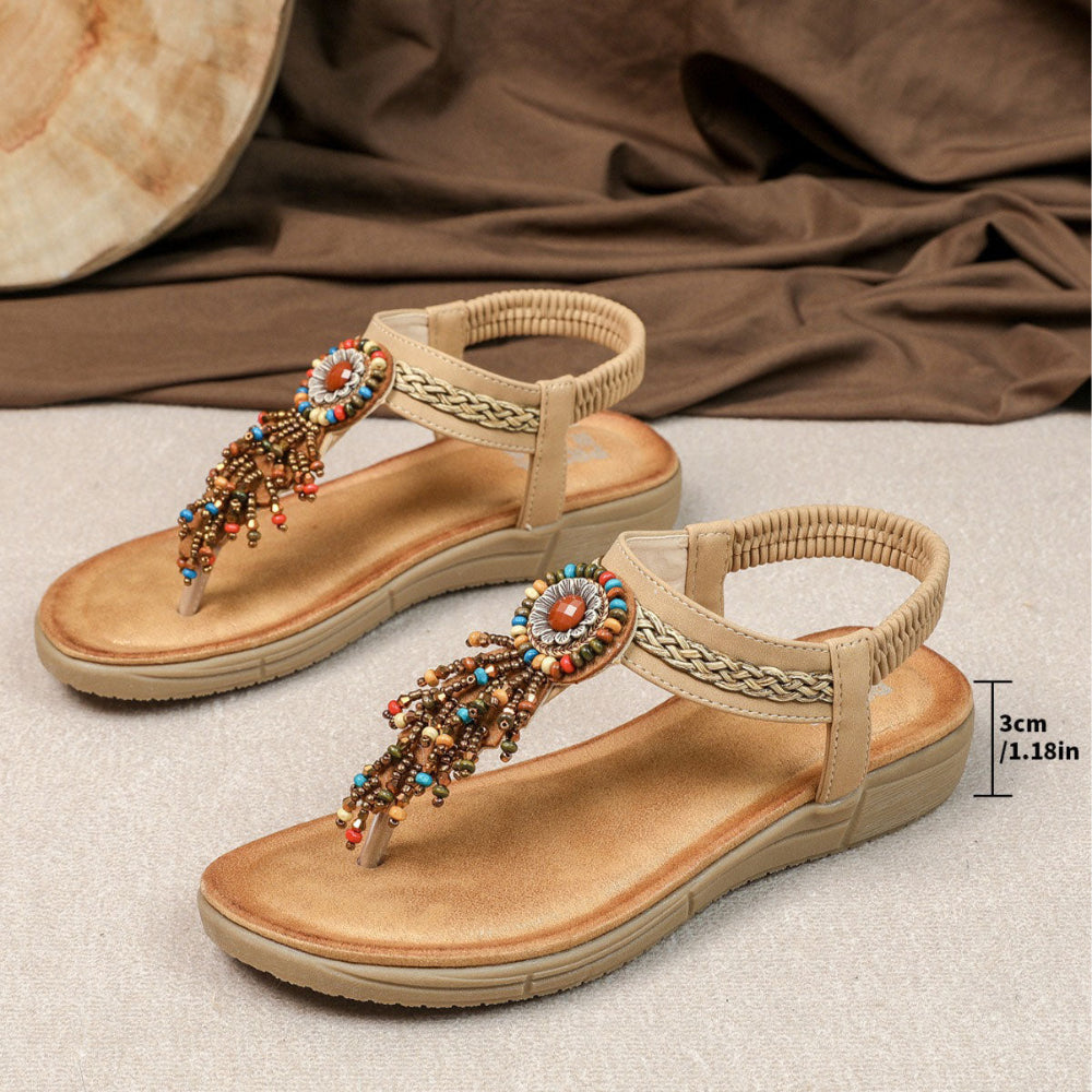 Marbella Beaded T-Strap Sandal