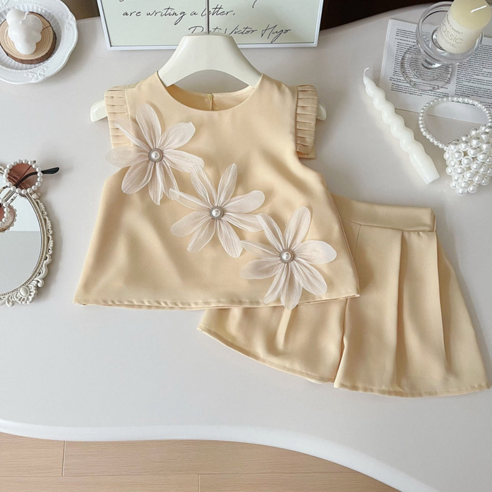 3D Flower Top and Shorts Set