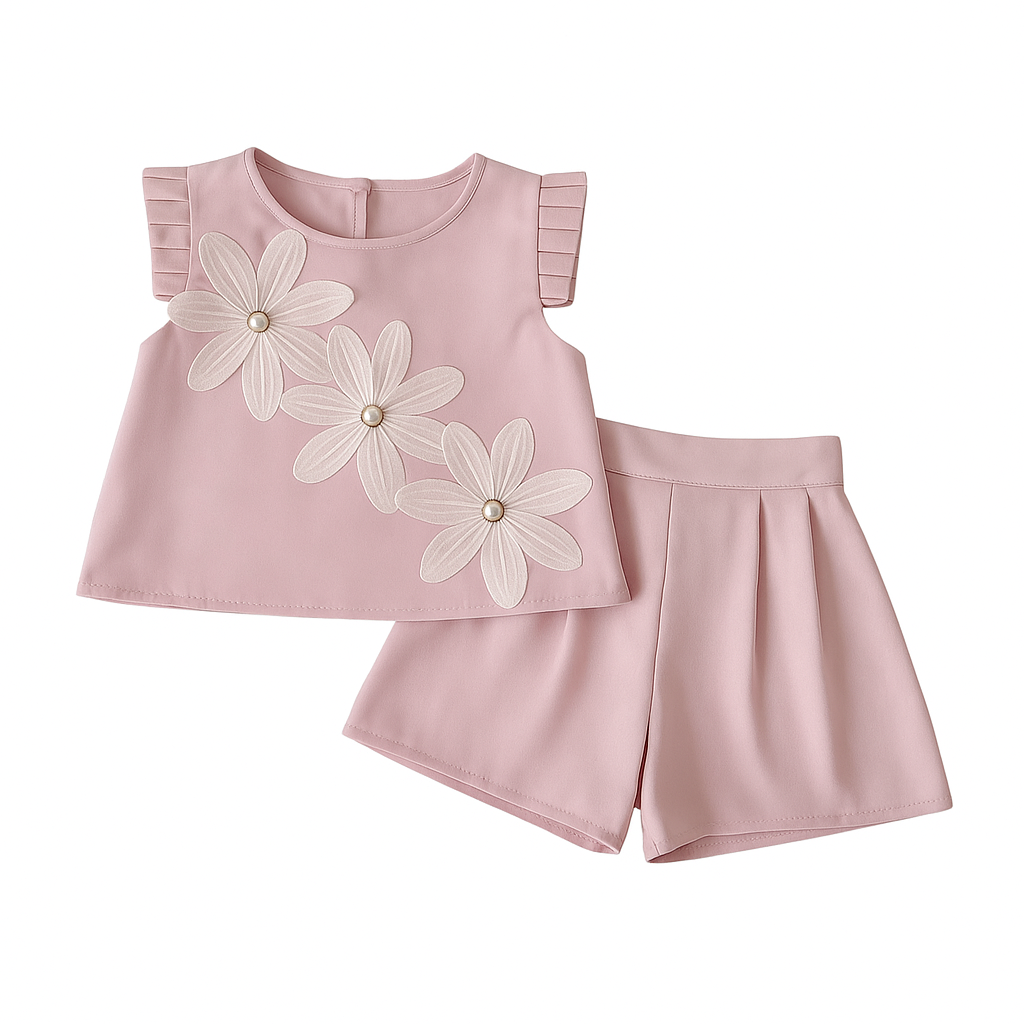 3D Flower Top and Shorts Set