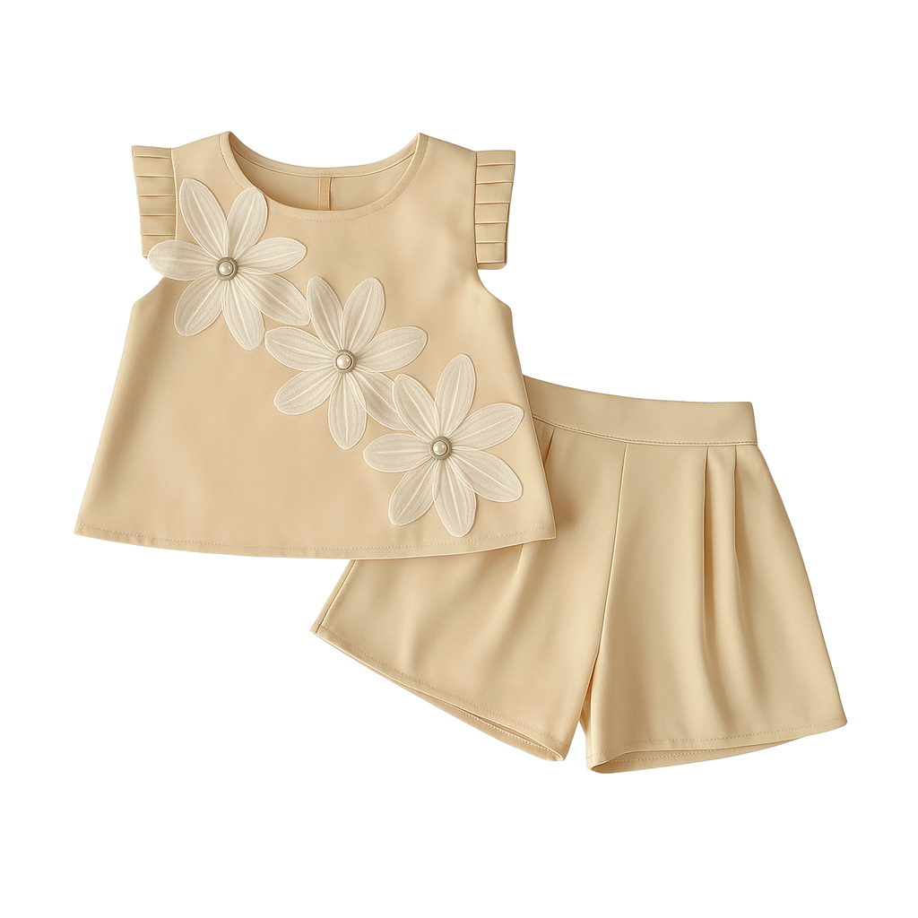 3D Flower Top and Shorts Set