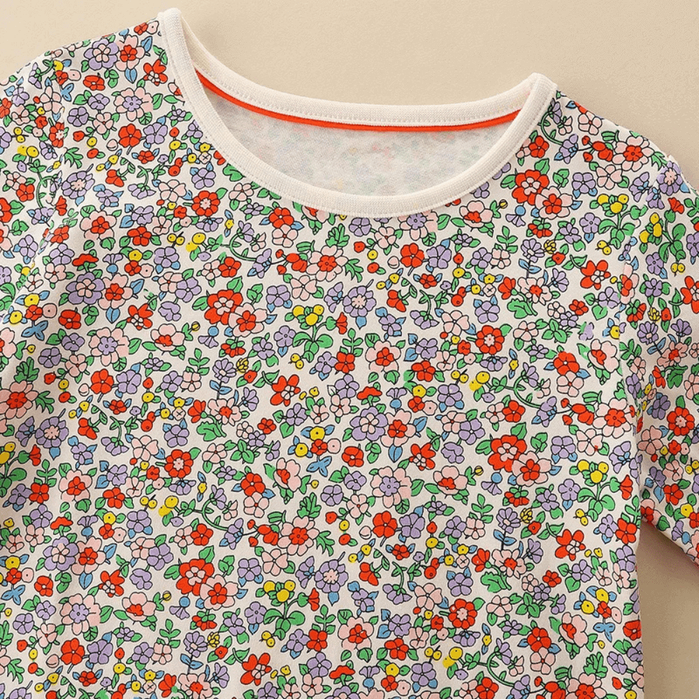 Sweet Pumpkin Floral Girls Long Sleeve Dress