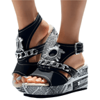 Sandales compensées en denim Sorbonne 